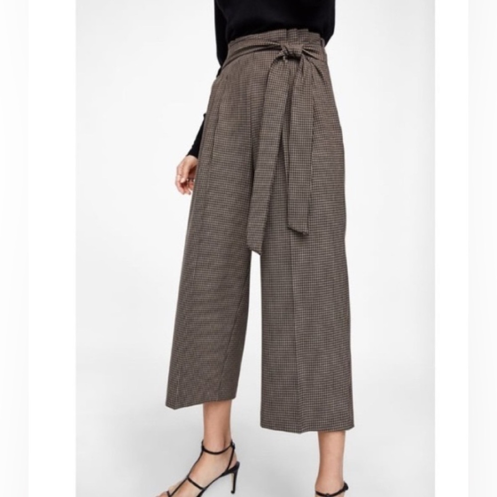 Zara Brown Wide-Leg Cropped Pants NWT SMALL